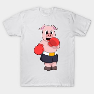 Pig as Boxer at Boxing T-Shirt